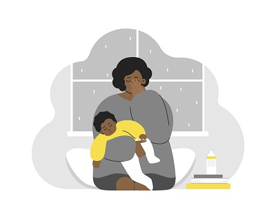 Black mother and child postpartum