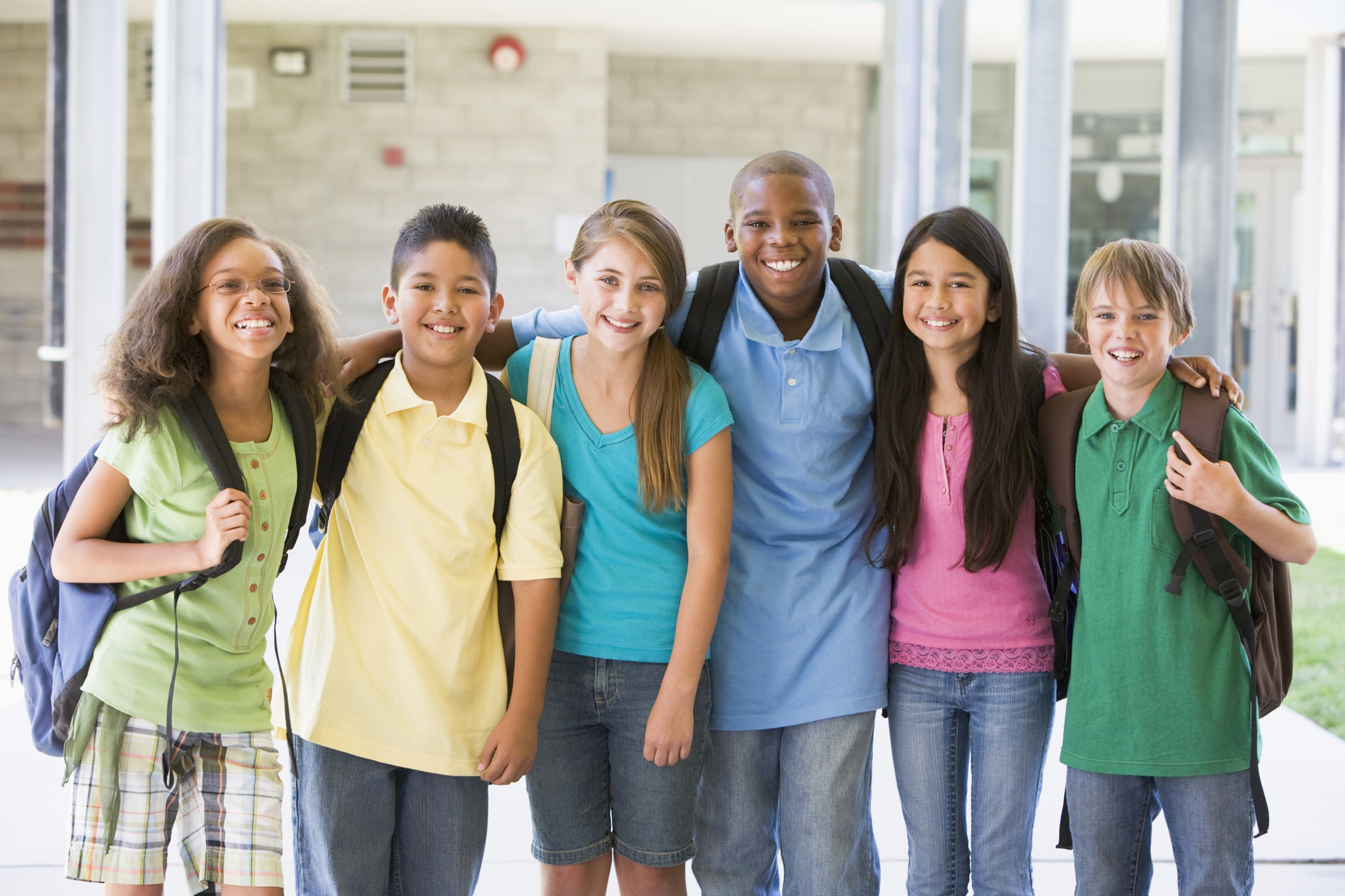 Young students outside of school