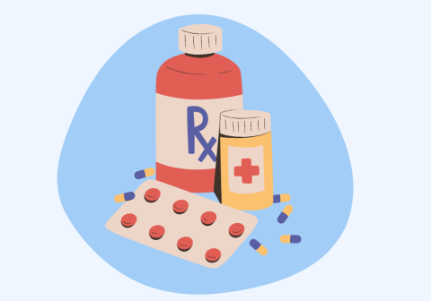 a bottle of pills and other medications